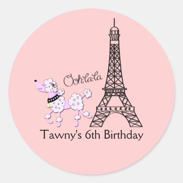 PINK PARIS POODLE 3-Zoll-Bevorzugung Sticker (Vorderseite)
