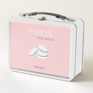Pink Paris Reisen Art Pastell Preppy Macarons Metall Brotdose