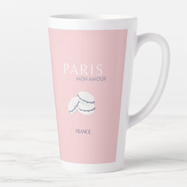 Pink Paris Reisen Art Pastell Preppy Macarons Milchtasse (Rechts)