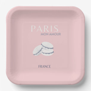 Pink Paris Reisen Art Pastell Preppy Macarons Pappteller