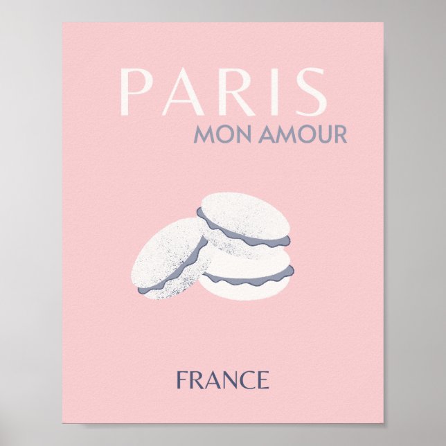 Pink Paris Reisen Art Pastell Preppy Macarons Poster (Vorne)