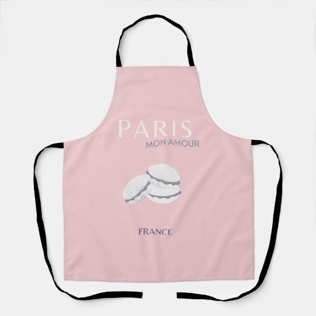 Pink Paris Reisen Art Pastell Preppy Macarons Schürze (Vorderseite)