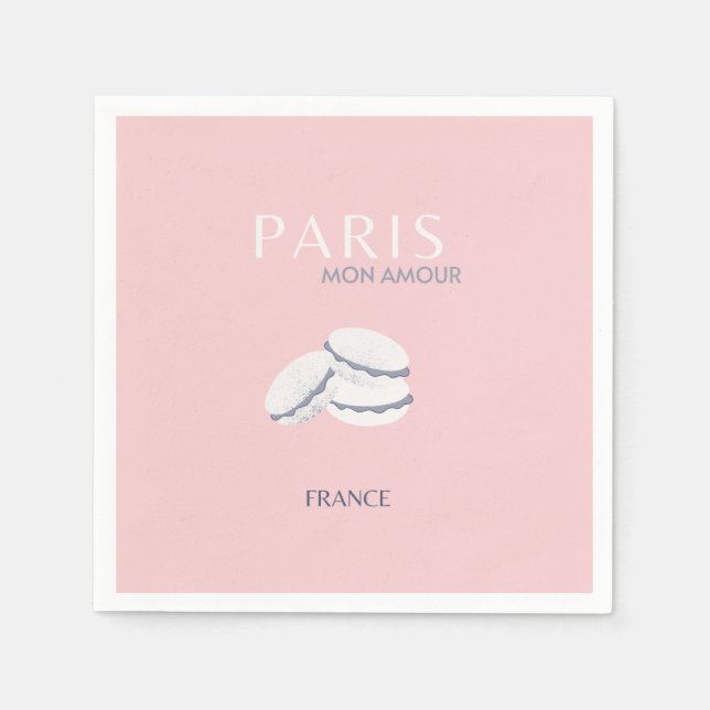 Pink Paris Reisen Art Pastell Preppy Macarons Serviette (Vorderseite)