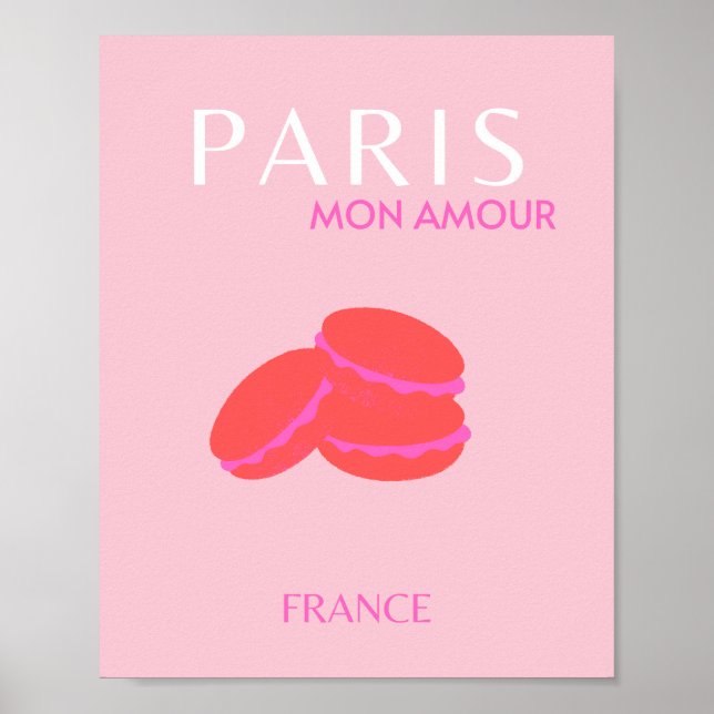 Pink Paris Reisen Kunst Preppy Macarons Poster (Vorne)
