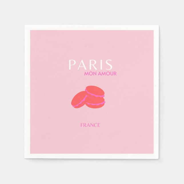 Pink Paris Reisen Kunst Preppy Macarons Serviette (Vorderseite)