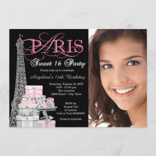 Pink Paris Sweet 16 Geburtstagsfeier Einladung