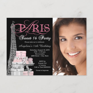 Pink Paris Sweet 16 Geburtstagsparty Einladung