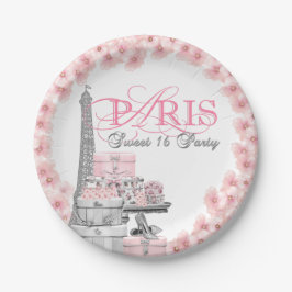 Pink Paris Sweet 16 Geburtstagsparty Pappteller