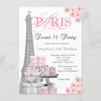 Pink Paris Sweet 16 Party Einladung