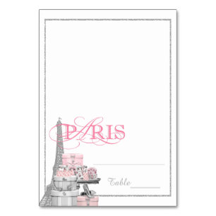 Pink Paris Tented Escort Cards Tischnummer