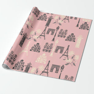 Pink Paris Wrapping Paper Geschenkpapier