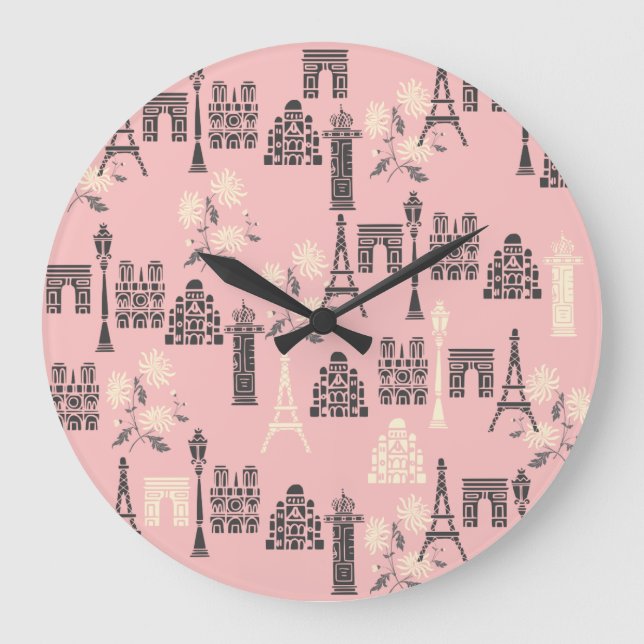 Pink-Pariser Mauer-Uhr Große Wanduhr (Vorderseite)