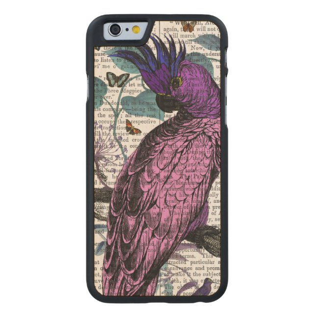 Pink Parrot Carved Wood iPhone Hülle (Rückseite)