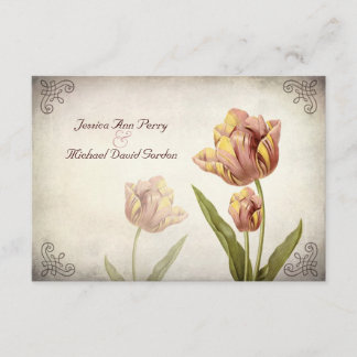 Pink Parrot Tulip Response Card RSVP Karte