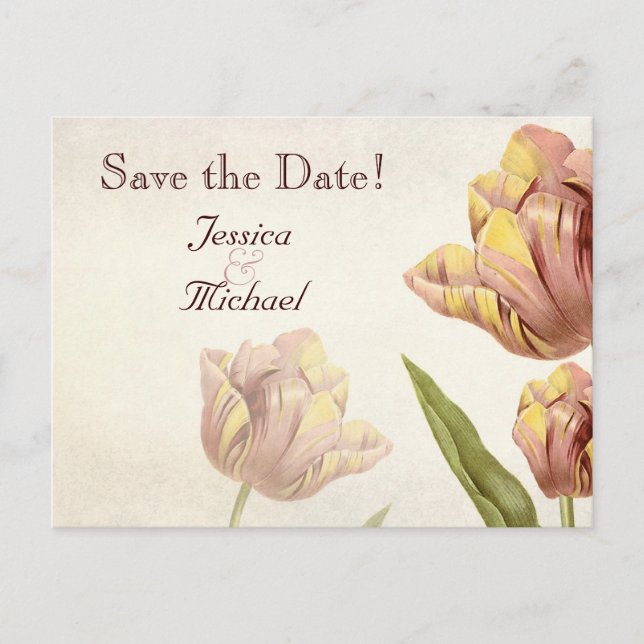 Pink Parrot Tulip Save the Date Postkarte (Vorderseite)