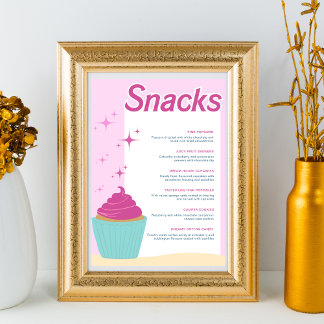 Pink Party Cupcake Süßes Snacks Menü Poster