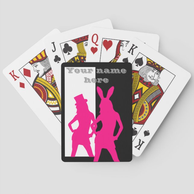 Pink Party Girl Silhouette Spielkarten (Rückseite)