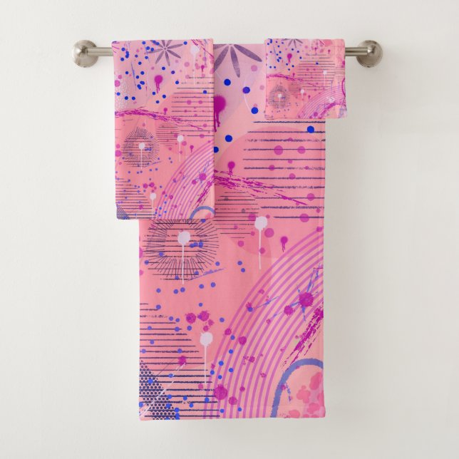Pink Party Maximalist Art Badhandtuch Set (Insitu)