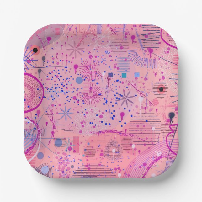 Pink Party Maximalist Art Pappteller (Vorderseite)