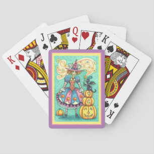 PINK PARTY WITCH IST HALLOWEEN MAGIC, SCHWARZE KAT SPIELKARTEN