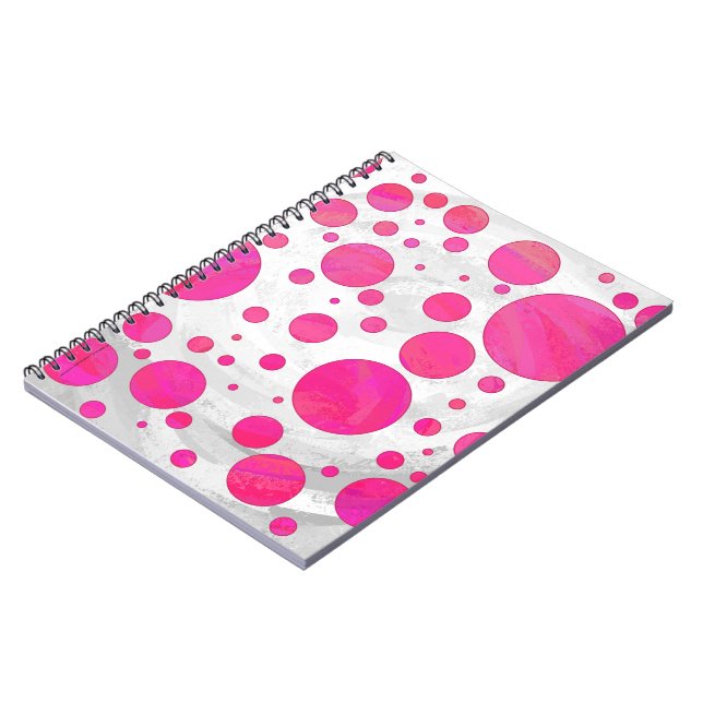 Pink Passion Polka Dot Pattern Notizblock (Linke Seite)