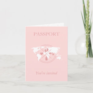 Pink Passport Travel Girl Baby Dusche Weltkarte Einladung
