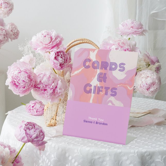 Pink Pastel Abstrakt Art Wedding Cards & Gifts Sockelschild (Von Creator hochgeladen)