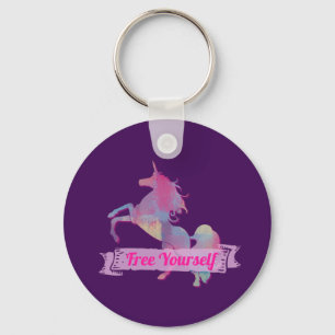 Pink Pastel Abstrakt Einhorn Silhouette Schlüsselanhänger