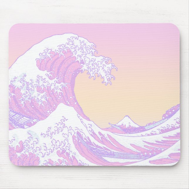 Pink Pastel Ästhetische Große Welle Mousepad (Vorne)
