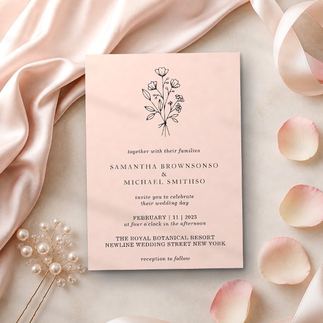 Pink Pastel Blume Bouquet Boho Einladung (Von Creator hochgeladen)