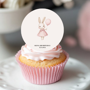 Pink Pastel Bunny Easter Kindergeburtstag Runder Aufkleber