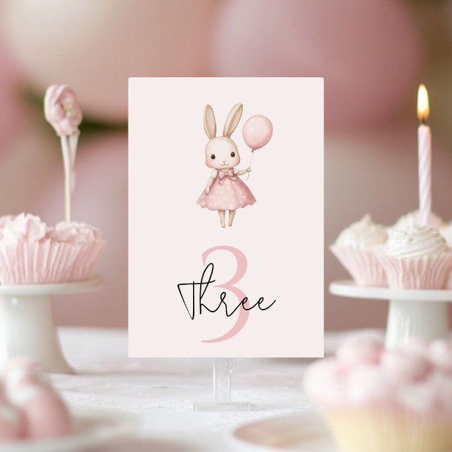 Pink Pastel Bunny Easter Kindergeburtstag Tischnummer (Von Creator hochgeladen)