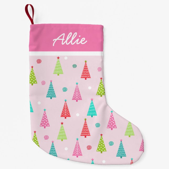 Pink Pastel Christmas Stocking Kleiner Weihnachtsstrumpf (Vorderseite)