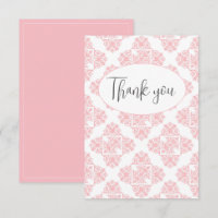 Pink Pastel Damask Muster Flat Danke Karte