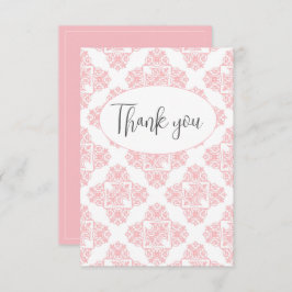 Pink Pastel Damask Muster Flat Danke Karte