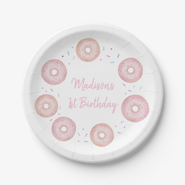 Pink Pastel Donut Birthday Pappteller (Vorderseite)