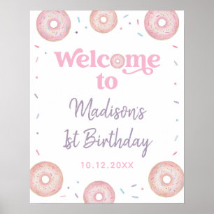 Pink Pastel Donut Sweet Ein Geburtstag Willkommen Poster