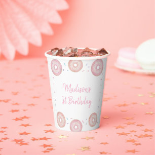 Pink Pastel Donut Sweet One Birthday Pappbecher