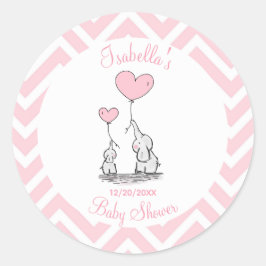 Pink Pastel Elephant Babydusche Runder Aufkleber