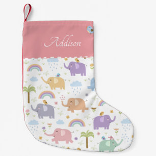 Pink Pastel Elephant Muster für Kleines Mädchen Kleiner Weihnachtsstrumpf