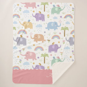 Pink Pastel Elephant Muster für Kleines Mädchen Sherpadecke