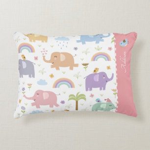 Pink Pastel Elephant Muster für Little Girl Accen Dekokissen