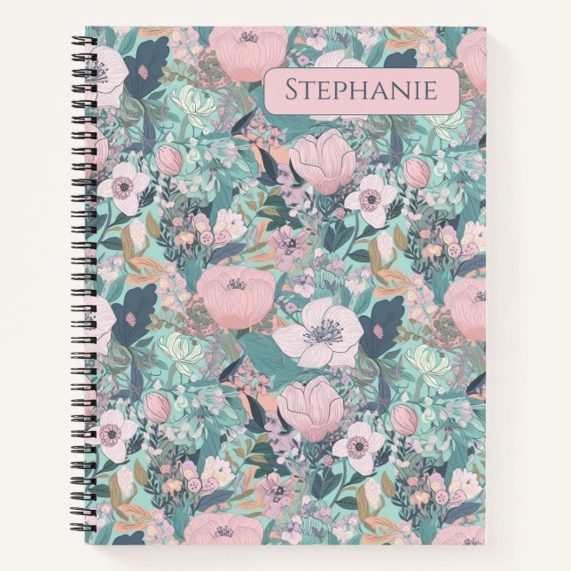 Pink Pastel Garden Floral Notizbuch (Vorderseite)