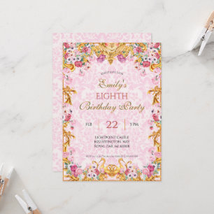 Pink Pastel Gold Achte Barock Rokoko Geburtstag Einladung