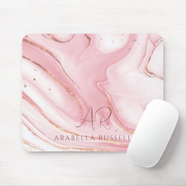 Pink Pastel Gold Glitzer Marmor individuell anpass Mousepad (Mit Mouse)
