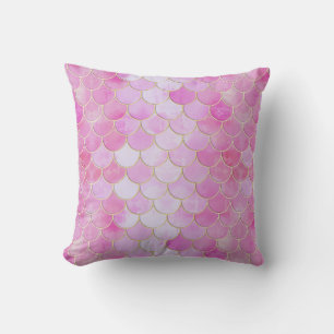 Pink Pastel & Gold Shimmer Mermaid Scanner Muster Kissen