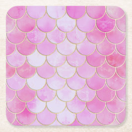 Pink Pastel & Gold Shimmer Mermaid Scanner Muster Rechteckiger Pappuntersetzer