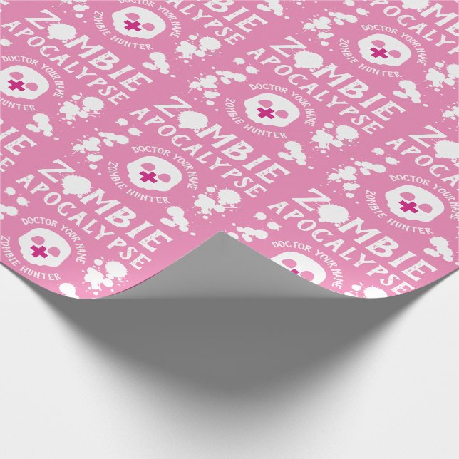 Pink Pastel Goth Zombie Apokalypse Personalisiert Geschenkpapier (Ecke)