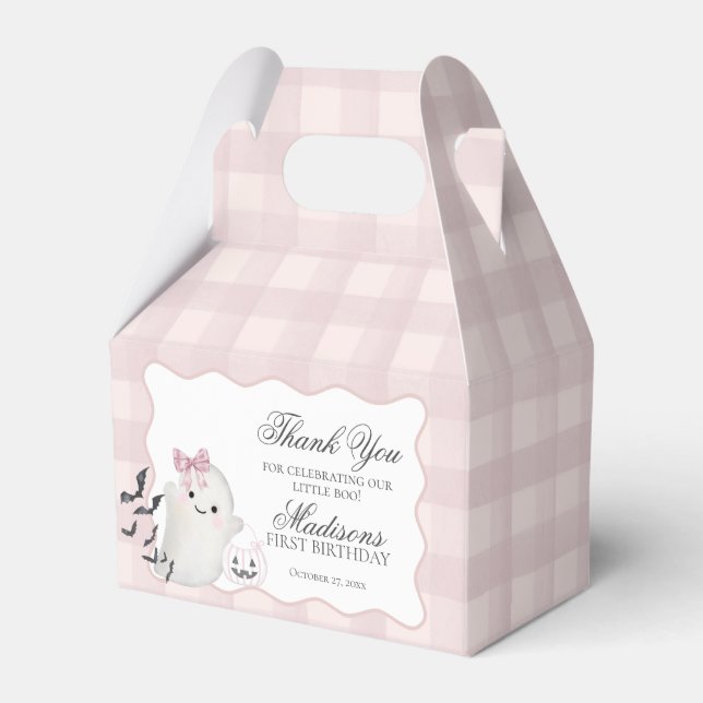 Pink Pastel Little Boo Ghost Birthday Favors Gable Geschenkschachtel (Vorderseite)