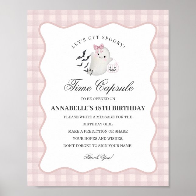 Pink Pastel Little Boo Ghost Time Capsule Game Poster (Vorne)